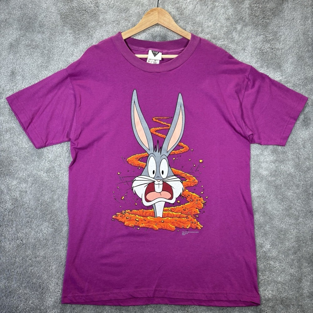 Vintage 1993 Looney Tunes Bugs Bunny T Shirt Mens L Purple Graphic Deadstock NWT